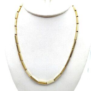 Vintage Rectangular Tube Chain Necklace, Gold Tone Eloxal